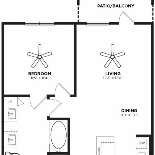 One-Bedroom Bliss - Aquamarine One-Bedroom Floor Plan