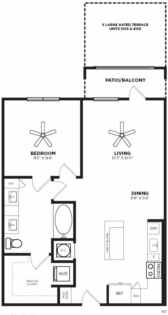 One-Bedroom Bliss - Aquamarine One-Bedroom Floor Plan